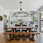Rustic Chandelier 12-Light Wagon Wheel Chandeliers Ceiling
