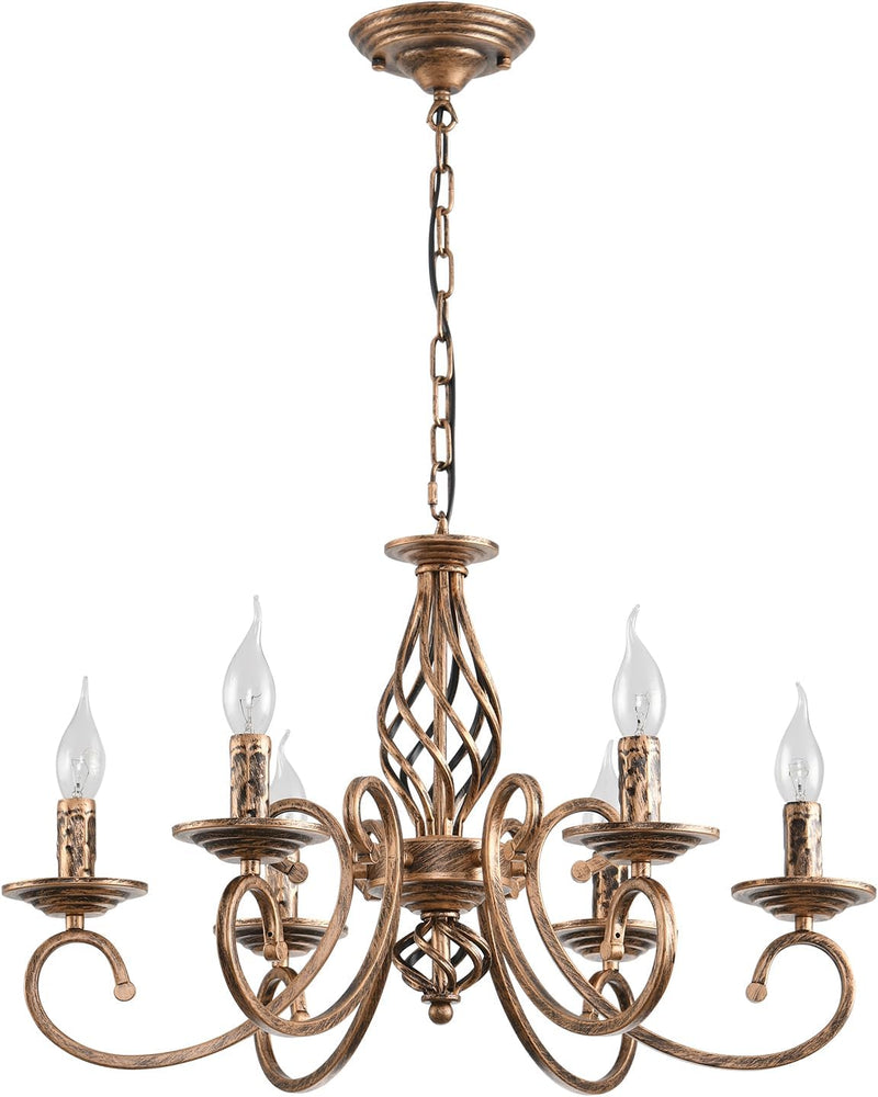 Rustic French Country Chandelier Antique Bronze 6 Lights