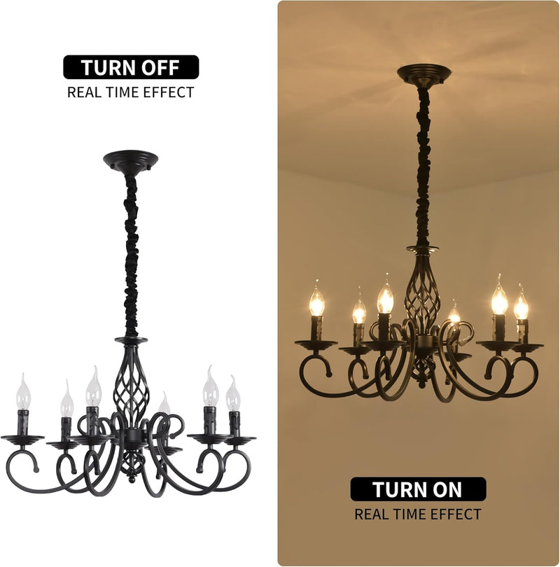 Rustic French Country Chandelier Antique Bronze 6 Lights