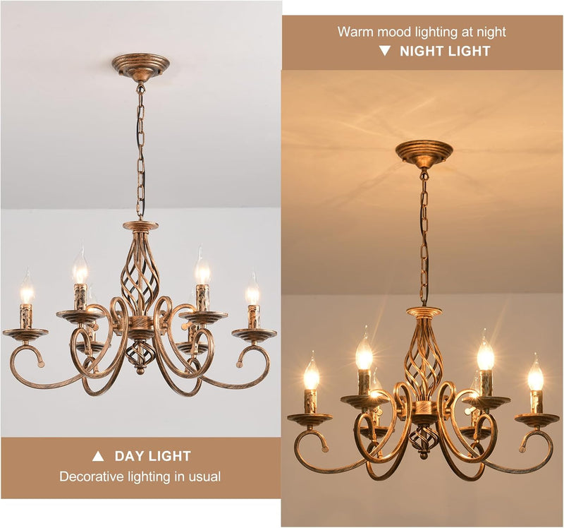 Rustic French Country Chandelier Antique Bronze 6 Lights