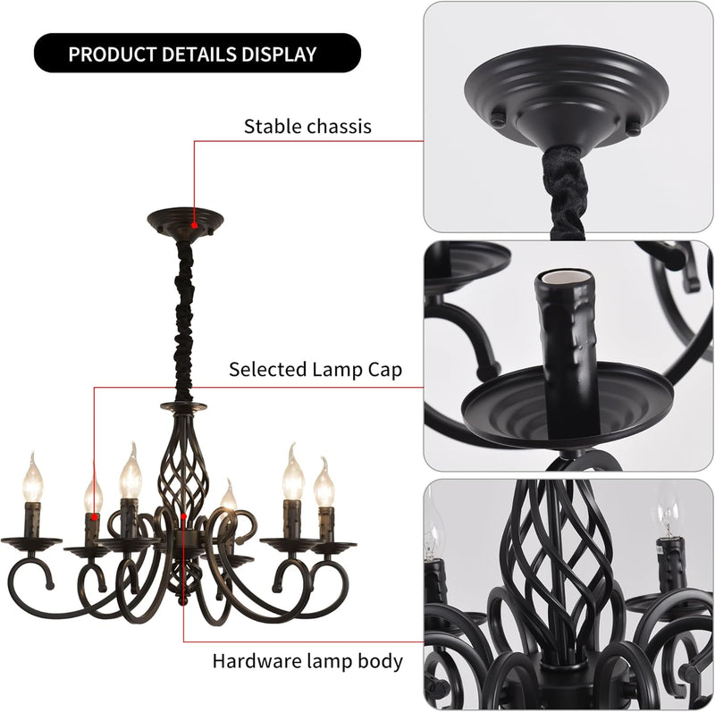 Rustic French Country Chandelier Antique Bronze 6 Lights