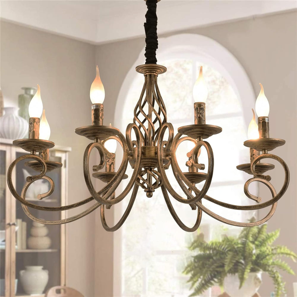 Rustic French Country Chandelier Antique Bronze 6 Lights