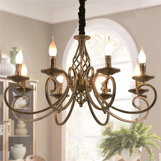 Rustic French Country Chandelier Antique Bronze 6 Lights