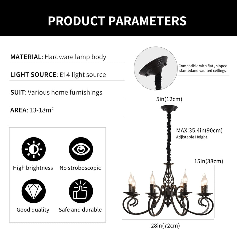 Rustic French Country Chandelier Antique Bronze 6 Lights