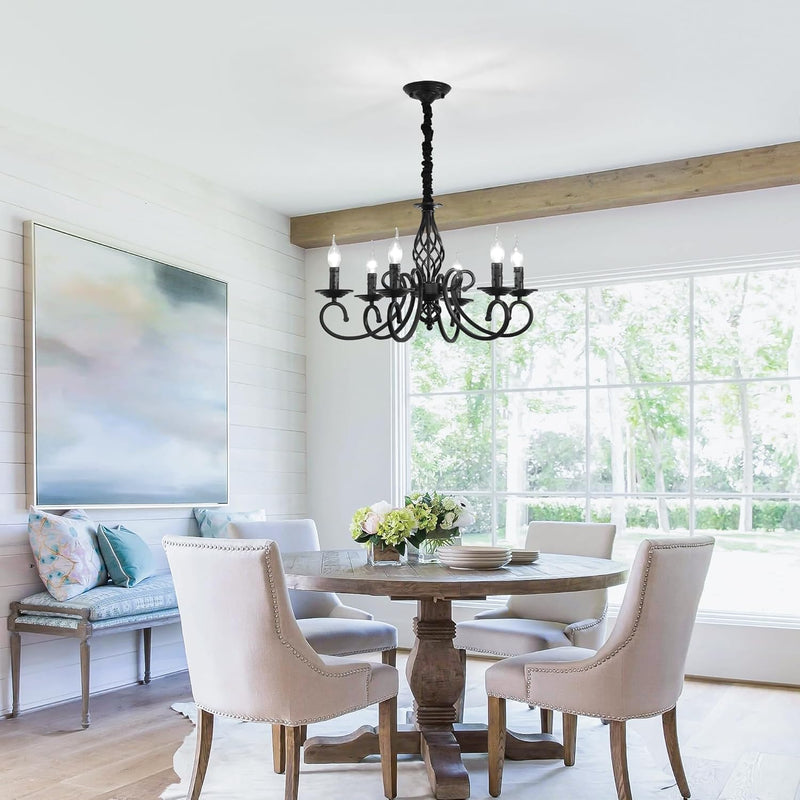 Rustic French Country Chandelier Antique Bronze 6 Lights