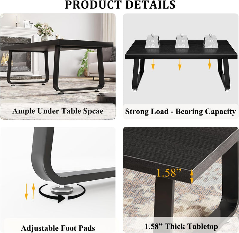 Rustic Coffee Table 60dx120wx46.5h Cm Industrial Wooden