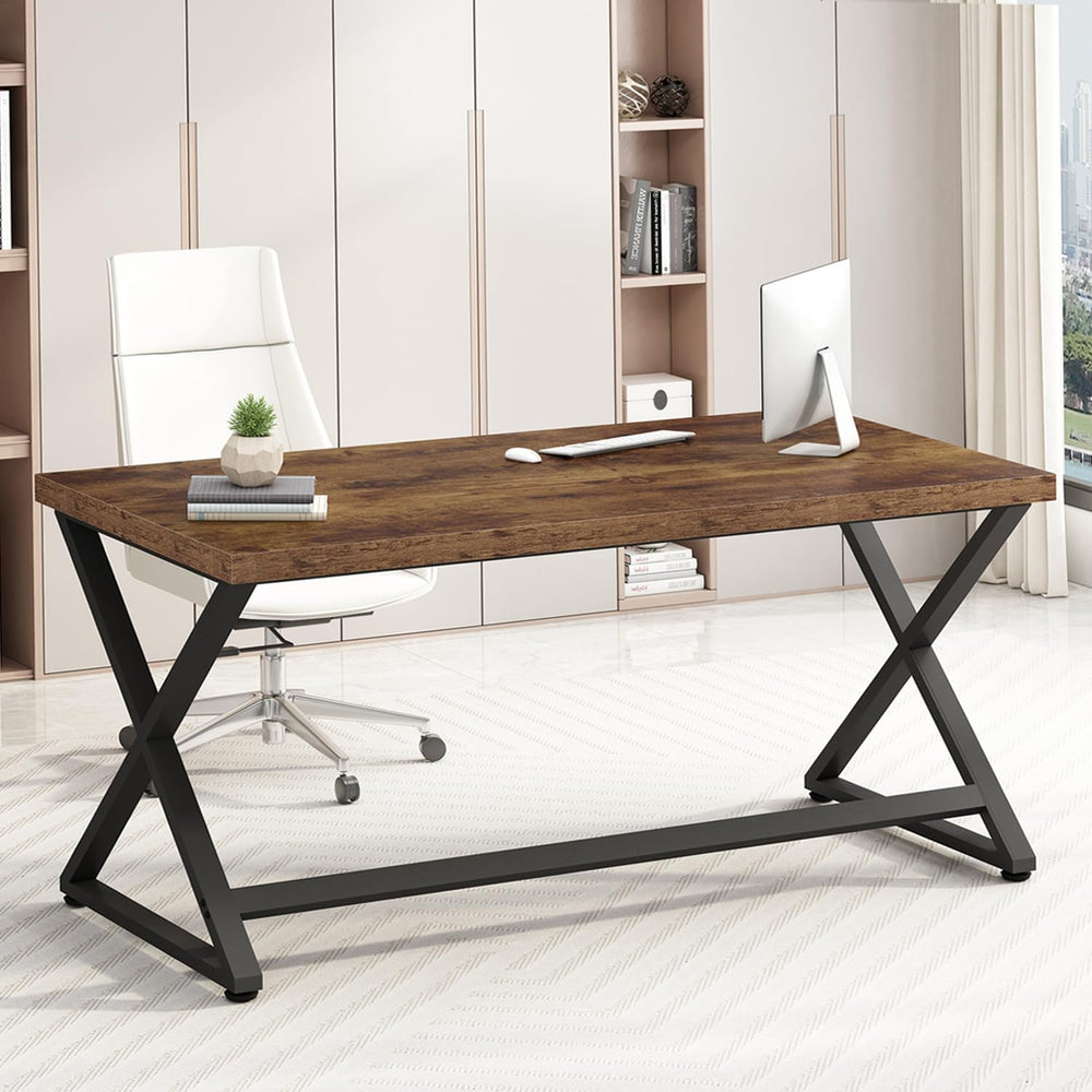 Rustic Computer Desk Farmhouse Home Office Industrial Wood