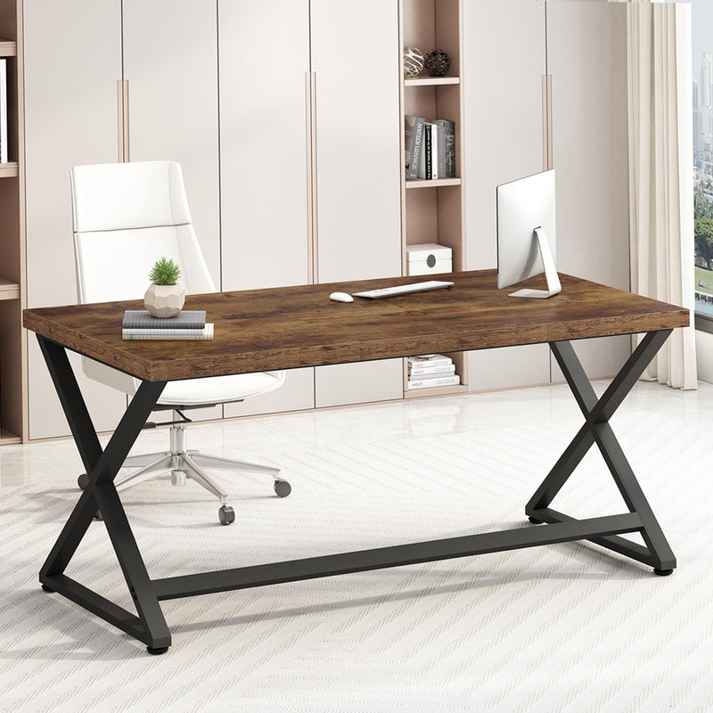 Rustic Computer Desk Farmhouse Home Office Industrial Wood