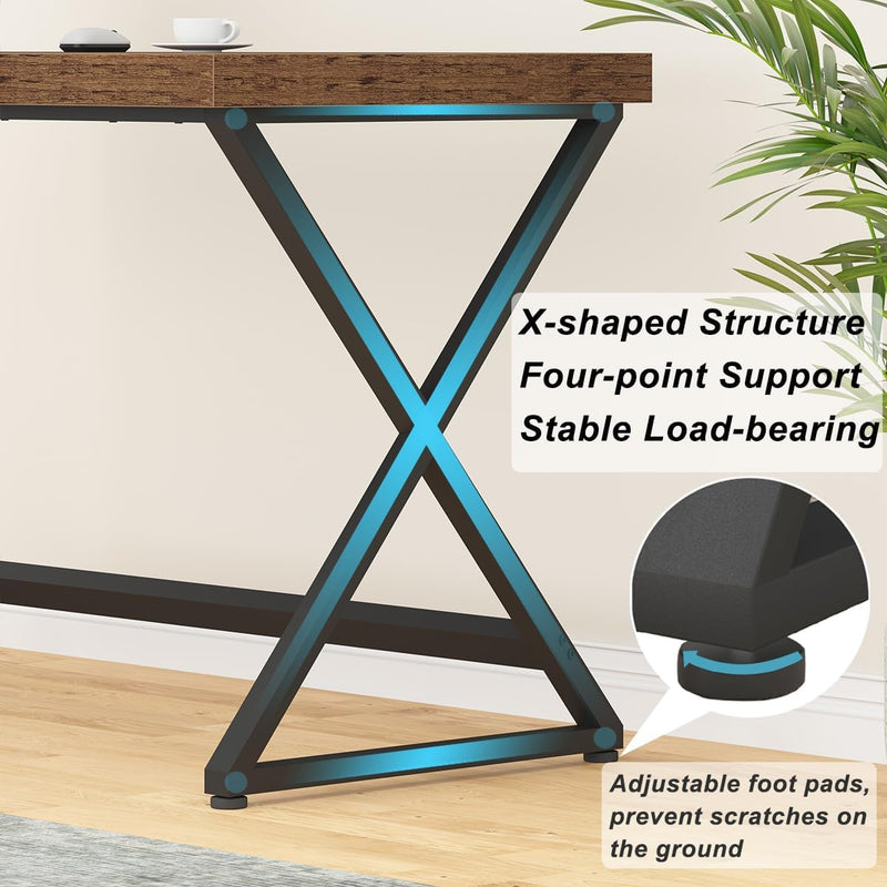 Rustic Computer Desk Farmhouse Home Office Industrial Wood