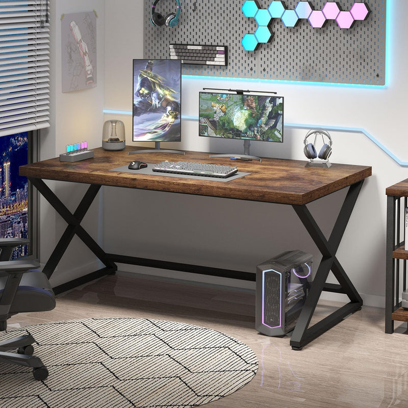 Rustic Computer Desk Farmhouse Home Office Industrial Wood