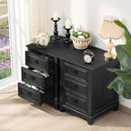Rustic Farmhouse Bedside Table 3 Drawers Wooden Side