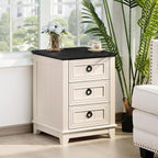 Rustic Farmhouse Bedside Table 3 Drawers Wooden Side