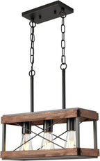 Rustic Farmhouse Wood Kitchen Island Lighting 3 Lights