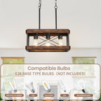 Rustic Farmhouse Wood Kitchen Island Lighting 3 Lights