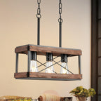 Rustic Farmhouse Wood Kitchen Island Lighting 3 Lights