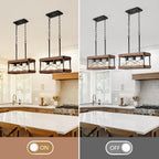 Rustic Farmhouse Wood Kitchen Island Lighting 3 Lights