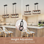 Rustic Farmhouse Wood Kitchen Island Lighting 3 Lights