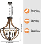 Rustic Industrial 5-Light Flush Mount Chandelier Adjustable