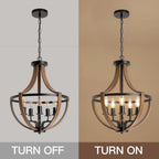 Rustic Industrial 5-Light Flush Mount Chandelier Adjustable