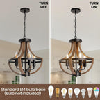 Rustic Industrial 5-Light Flush Mount Chandelier Adjustable