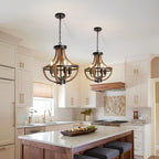 Rustic Industrial 5-Light Flush Mount Chandelier Adjustable