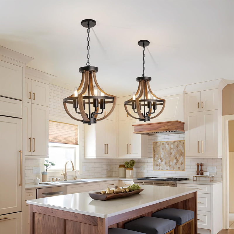 Rustic Industrial 5-Light Flush Mount Chandelier Adjustable