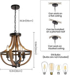 Rustic Industrial 5-Light Flush Mount Chandelier Adjustable