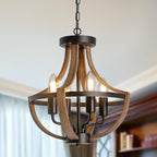 Rustic Industrial 5-Light Flush Mount Chandelier Adjustable