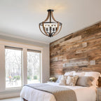 Rustic Industrial 5-Light Flush Mount Chandelier Adjustable