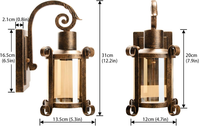 Rustic Interior Amber Glass Wall Sconce 2-Pack Bronze