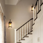 Rustic Interior Amber Glass Wall Sconce 2-Pack Bronze