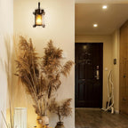 Rustic Interior Amber Glass Wall Sconce 2-Pack Bronze