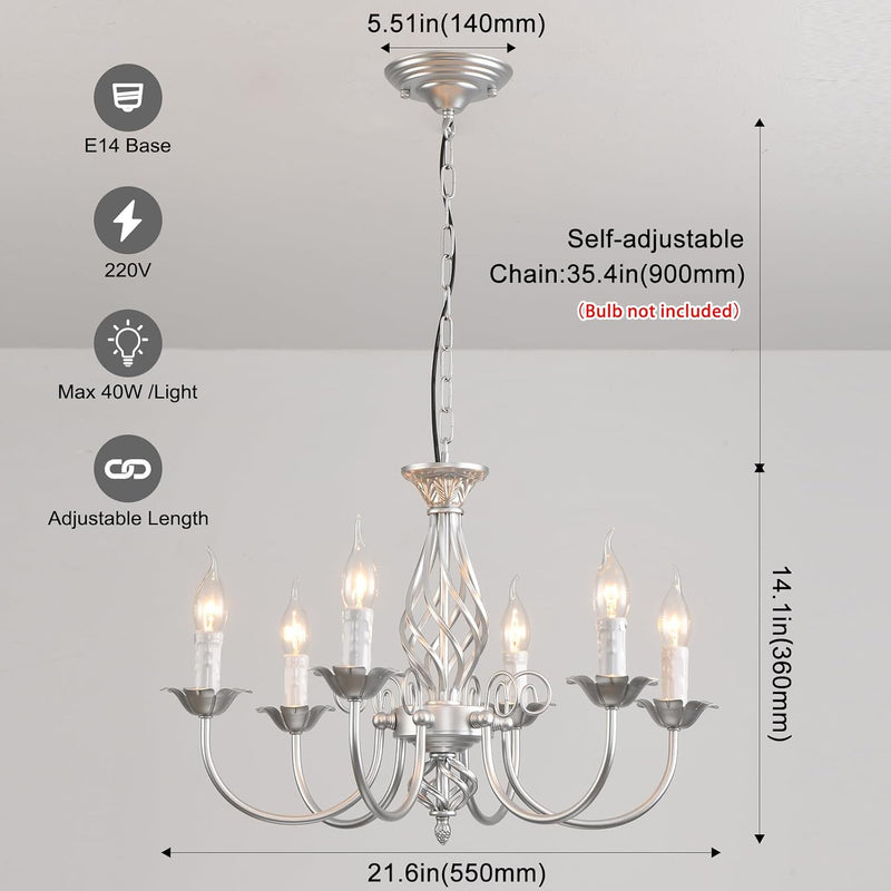 Rustic Pendant Chandelier French Country Vintage 6 Lights