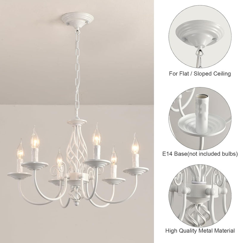 Rustic Pendant Chandelier French Country Vintage 6 Lights