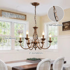 Rustic Pendant Chandelier French Country Vintage 6 Lights