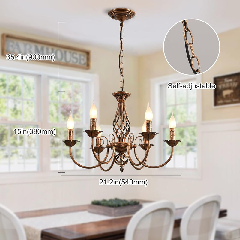 Rustic Pendant Chandelier French Country Vintage 6 Lights