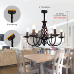 Rustic Pendant Chandelier French Country Vintage 6 Lights
