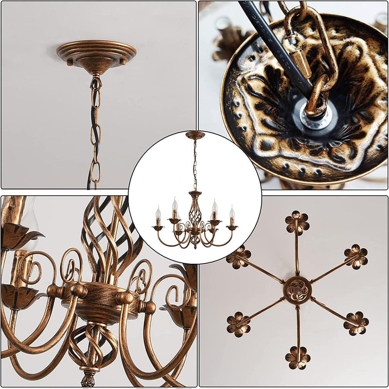 Rustic Pendant Chandelier French Country Vintage 6 Lights