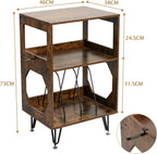 Rustic Record Player Stand End Table with Storage