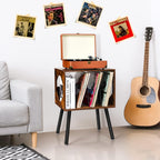 Rustic Record Player Stand Storage Cabinet Holder