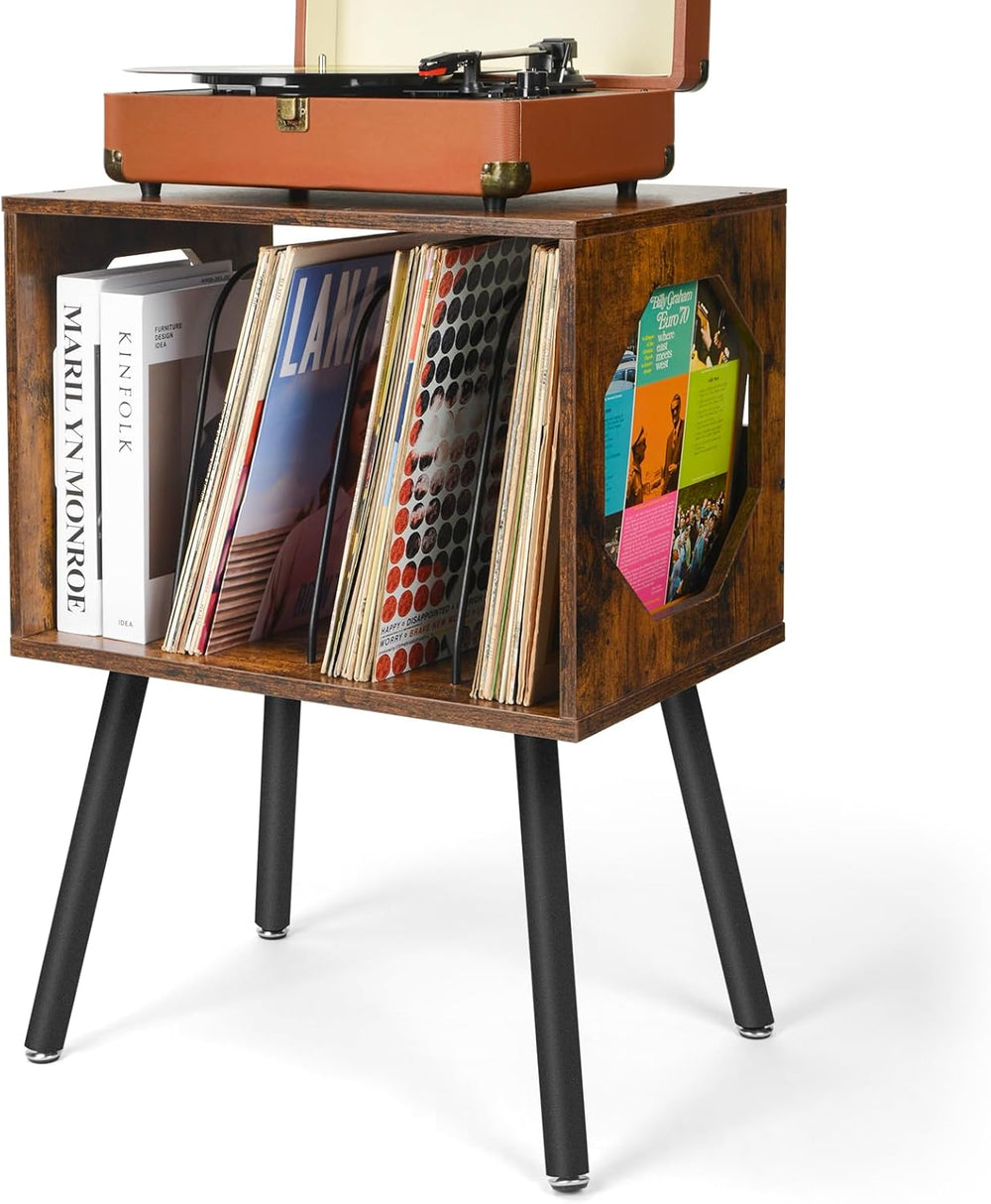 Rustic Record Player Stand Storage Cabinet Holder