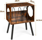 Rustic Record Player Stand Storage Cabinet Holder
