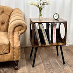 Rustic Record Player Stand Storage Cabinet Holder