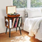 Rustic Record Player Stand Storage Cabinet Holder