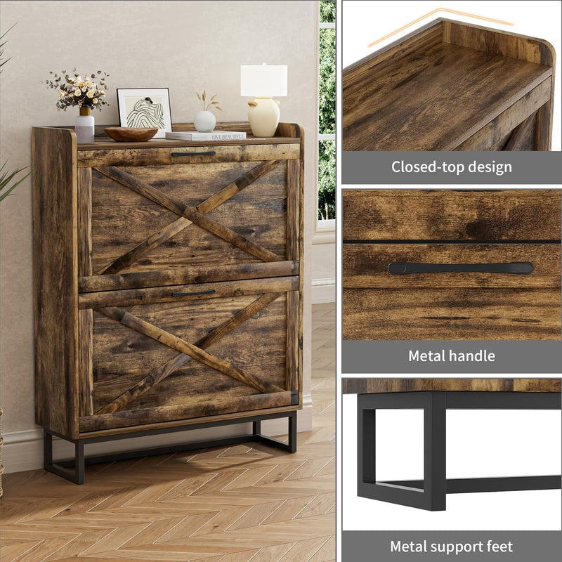 Rustic Shoe Cabinet 80CM Width for Hallway Shoes