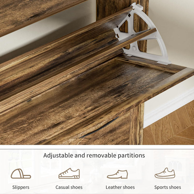 Rustic Shoe Cabinet 80CM Width for Hallway Shoes
