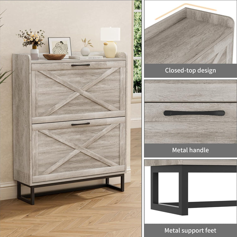 Rustic Shoe Cabinet 80CM Width for Hallway Shoes