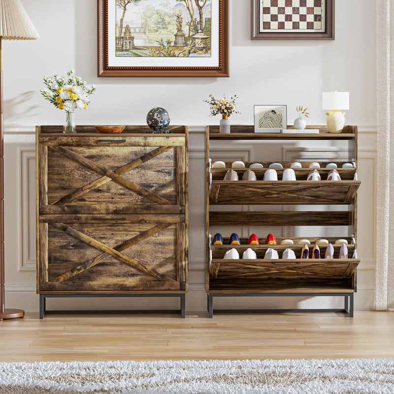 Rustic Shoe Cabinet 80CM Width for Hallway Shoes
