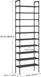 S-538 10 Tiers Adjustable Shoe Storage Tall Rack