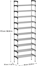 S-538 10 Tiers Adjustable Shoe Storage Tall Rack